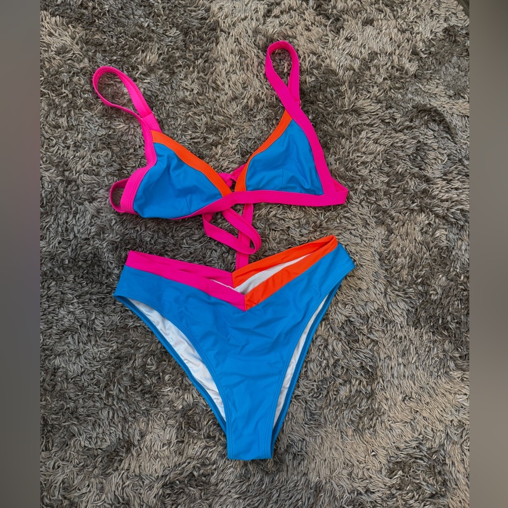 Vibrant Pink and Blue Bikini Set